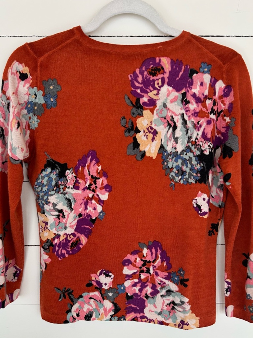 Garnet Hill Burnt Orange Cardigan Sweater, Size Small - Picture 2 of 8
